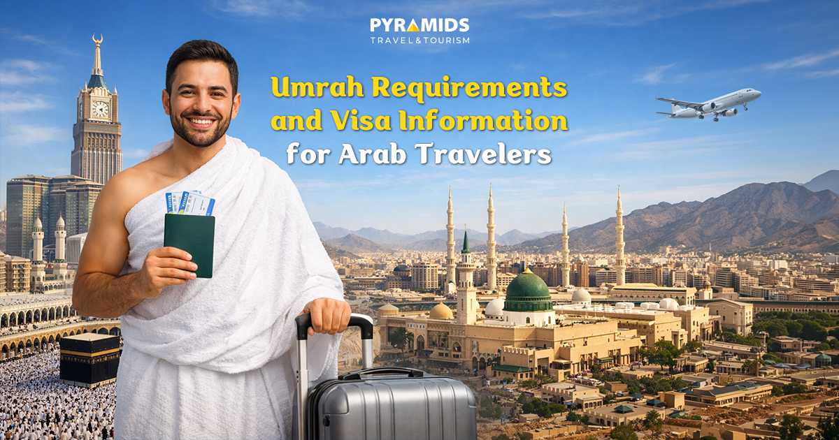 A pilgrim holding a passport in front of Mecca